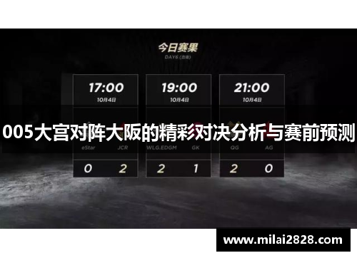 005大宫对阵大阪的精彩对决分析与赛前预测